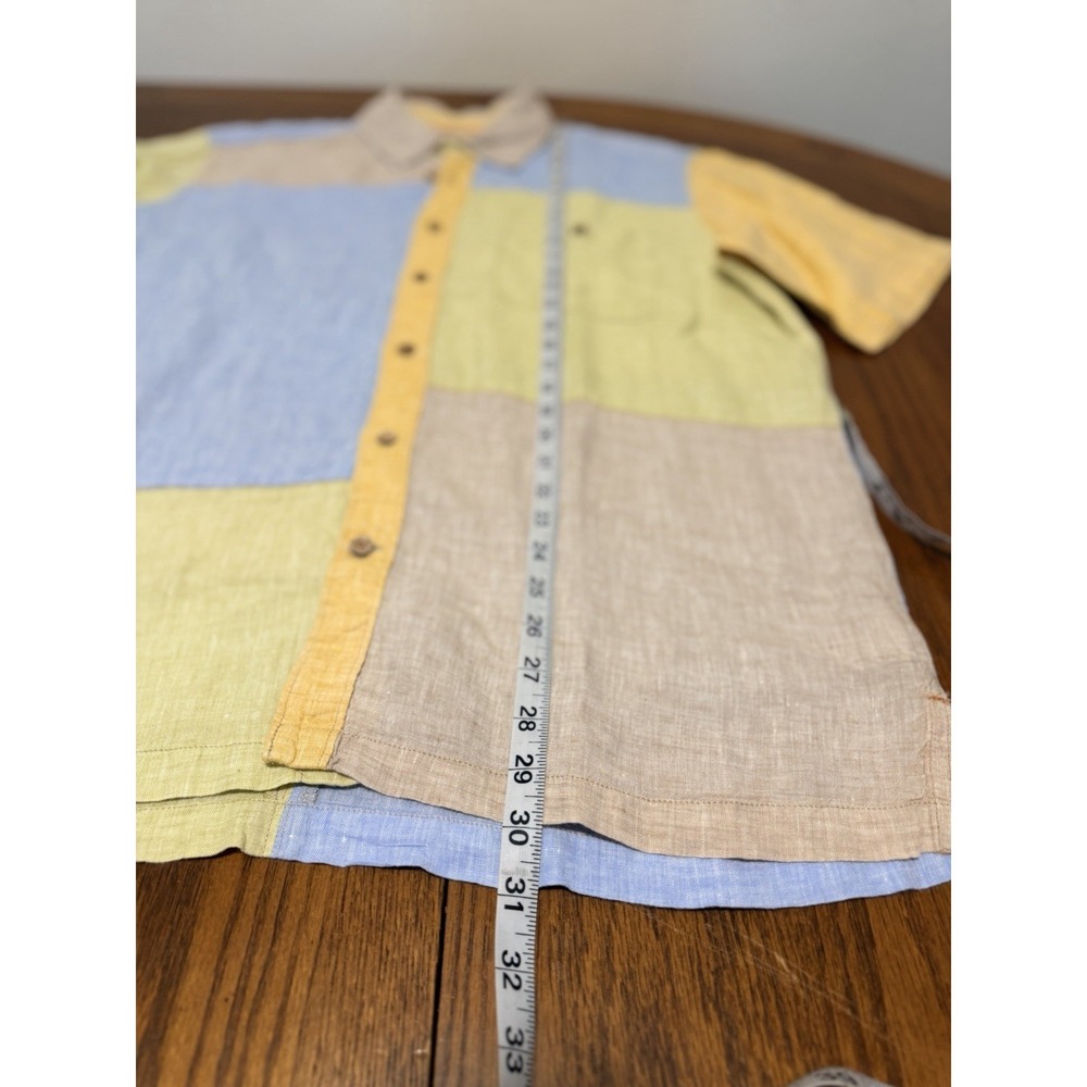 The Territory Ahead Men's Large Color Block 100% Linen Colorful Summer Beach - Picture 8 of 8